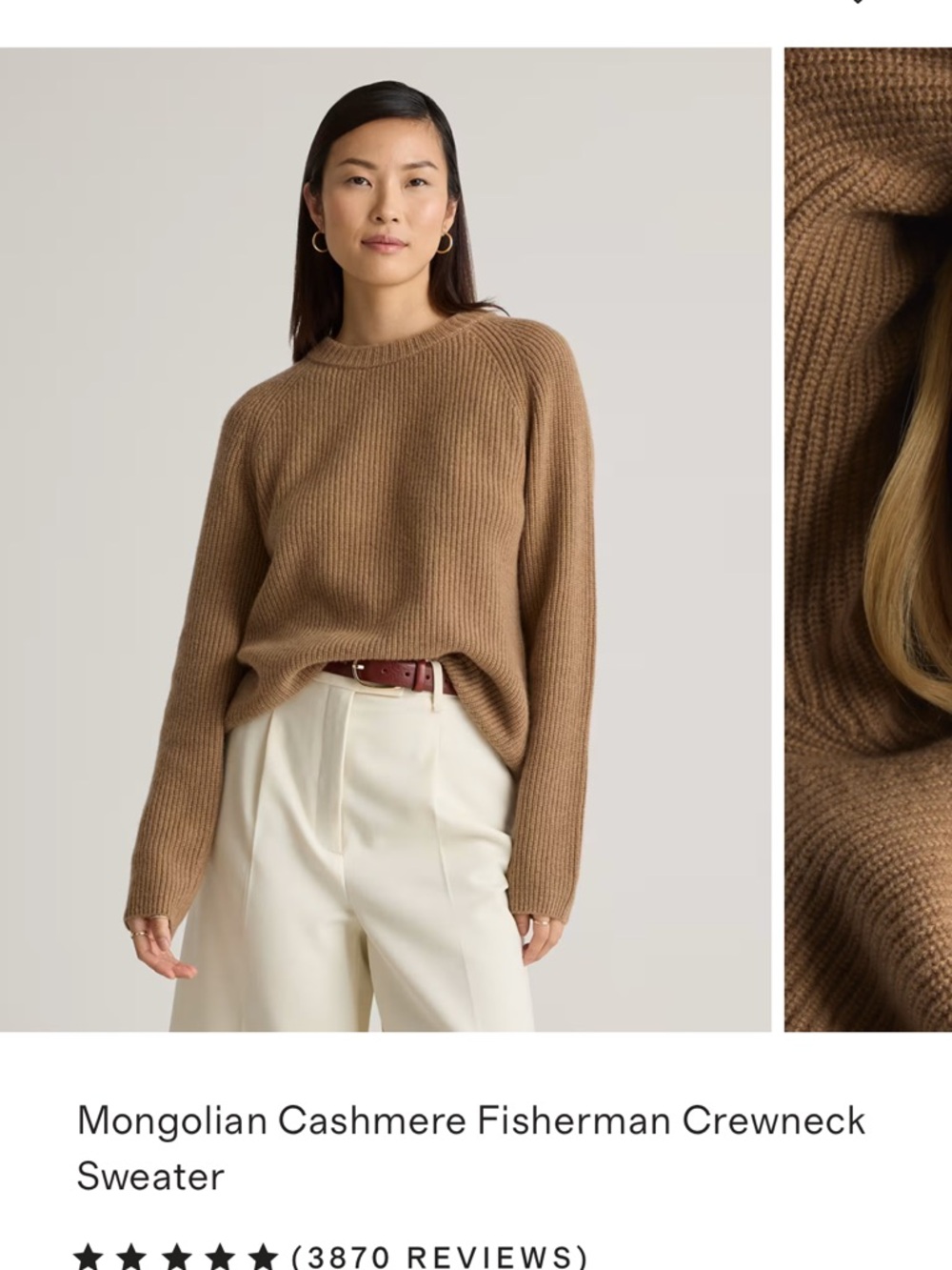Quince Mongolian Cashmere Fisherman Sweater - Picture 5 of 7